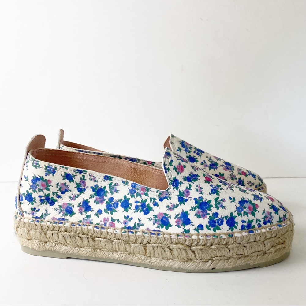 LoveShackFancy Floral Espadrilles in Blue and White - Picture 6 of 16